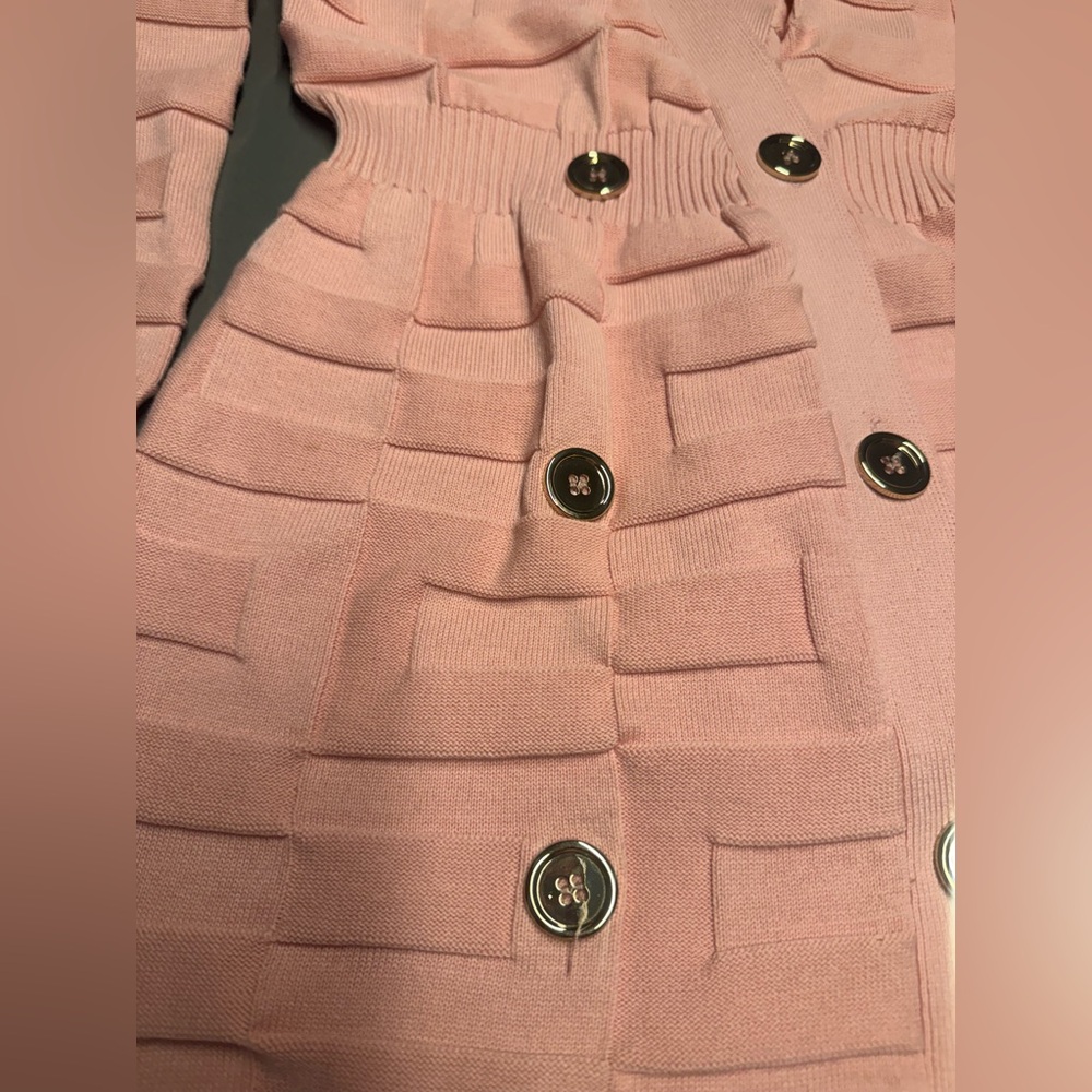 Pink Button-Up Knit long cardigan - Picture 4 of 7